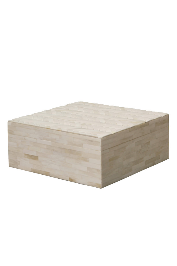 [384MN289] CAJA CUADRADA GR. HUESO NATURAL ESPIGA
