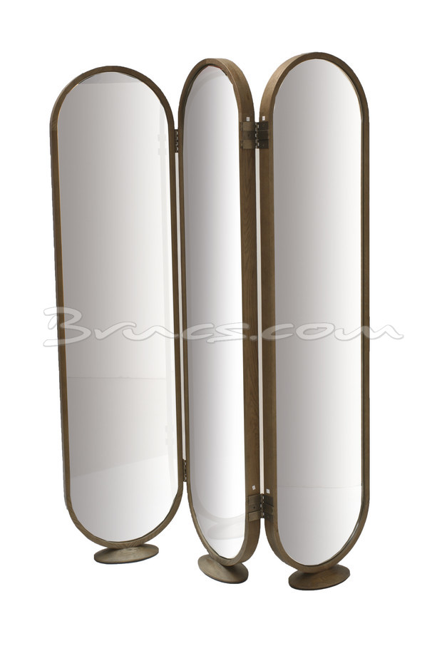 [377WB1404] ESPEJO-BIOMBO COLIMA TRIPLE EN ROBLE