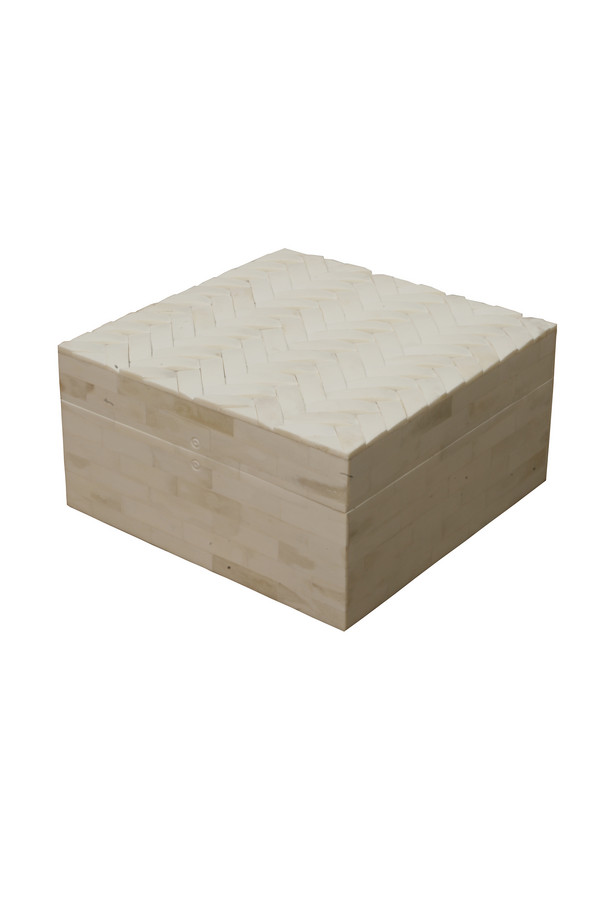 CAJA CUADRADA MD. HUESO NATURAL ESPIGA