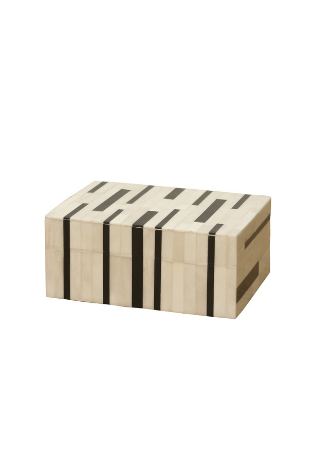 [384MN244] CAJA HUESO Y RESINA RECTANGULAR RAYAS HORIZONTALES