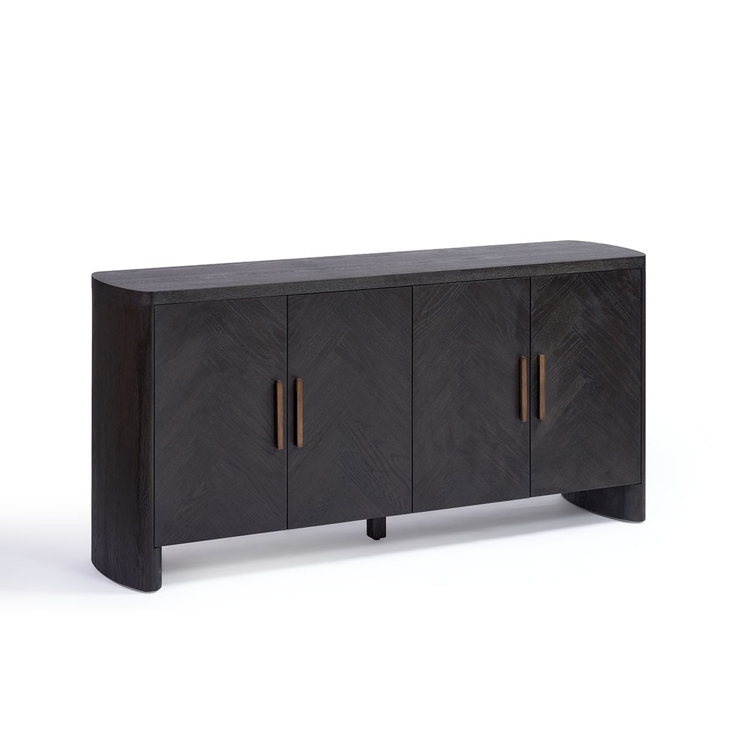 Aparador de roble color black-brown puertas con espiga y tirador dorado