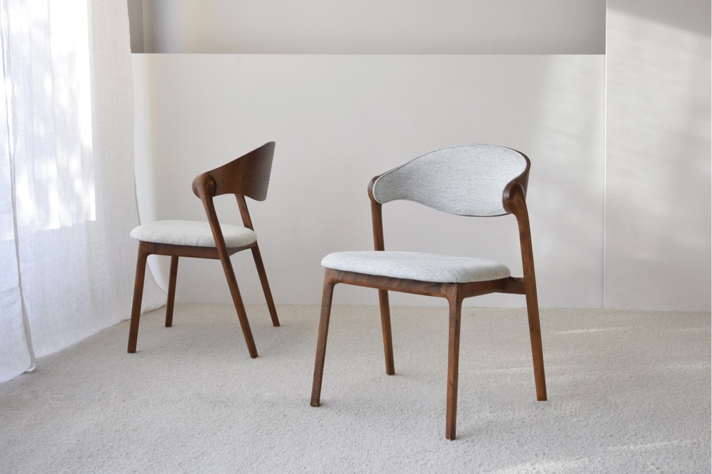 [34SW2425] SET 2 SILLAS LEA. MADERA.MARRÓN GRIS